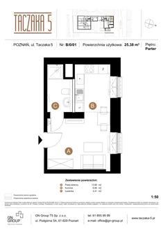 Apartament, 25,38 m², 1 pokój, parter, oferta nr B/0/01