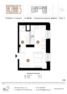 Apartament, 26,42 m², 1 pokój, piętro 1, oferta nr B/1/04
