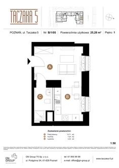 Apartament, 25,28 m², 1 pokój, piętro 1, oferta nr B/1/05