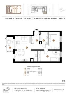 Apartament, 63,68 m², 3 pokoje, piętro 2, oferta nr B/2/11