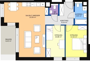 3 pokoje, apartament 70,96 m², piętro 1, oferta nr A.1.7, Leśna Sonata, Sopot, Górny Sopot, Przylesie, ul. 23 Marca