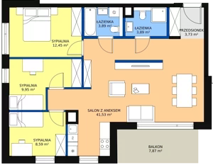 4 pokoje, apartament 84,10 m², piętro 1, oferta nr A.1.8, Leśna Sonata, Sopot, Górny Sopot, Przylesie, ul. 23 Marca