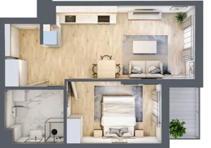 2 pokoje, mieszkanie 43,76 m², piętro 1, oferta nr A.23, Hi Mokotów, Warszawa, Ursynów, Wyczółki, ul. Bokserska 63