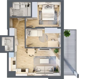 3 pokoje, mieszkanie 51,70 m², piętro 6, oferta nr B.91, Hi Mokotów, Warszawa, Ursynów, Wyczółki, ul. Bokserska 63