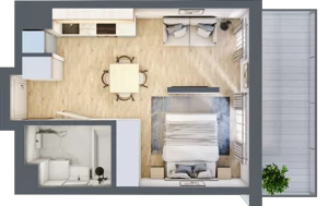 1 pokój, mieszkanie 28,86 m², piętro 1, oferta nr B.06, Hi Mokotów, Warszawa, Ursynów, Wyczółki, ul. Bokserska 63