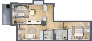 3 pokoje, mieszkanie 65,41 m², piętro 1, oferta nr B.08, Hi Mokotów, Warszawa, Ursynów, Wyczółki, ul. Bokserska 63