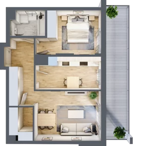 2 pokoje, mieszkanie 51,02 m², piętro 1, oferta nr B.39, Hi Mokotów, Warszawa, Ursynów, Wyczółki, ul. Bokserska 63