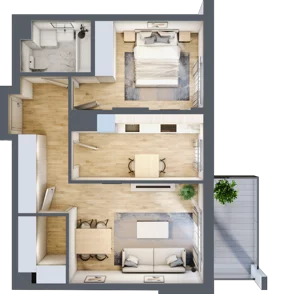 2 pokoje, mieszkanie 51,05 m², piętro 2, oferta nr B.43, Hi Mokotów, Warszawa, Ursynów, Wyczółki, ul. Bokserska 63