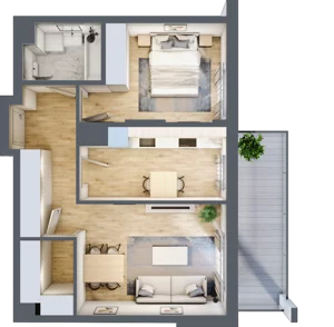 2 pokoje, mieszkanie 51,10 m², piętro 3, oferta nr B.47, Hi Mokotów, Warszawa, Ursynów, Wyczółki, ul. Bokserska 63