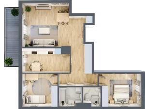 3 pokoje, mieszkanie 77,74 m², piętro 1, oferta nr B.72, Hi Mokotów, Warszawa, Ursynów, Wyczółki, ul. Bokserska 63