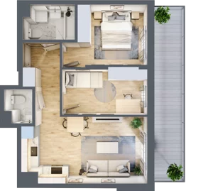 3 pokoje, mieszkanie 51,62 m², piętro 4, oferta nr B.83, Hi Mokotów, Warszawa, Ursynów, Wyczółki, ul. Bokserska 63