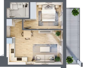 2 pokoje, mieszkanie 40,07 m², piętro 7, oferta nr C.38, Hi Mokotów, Warszawa, Ursynów, Wyczółki, ul. Bokserska 63