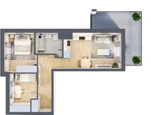 3 pokoje, mieszkanie 47,83 m², piętro 1, oferta nr C.06, Hi Mokotów, Warszawa, Ursynów, Wyczółki, ul. Bokserska 63