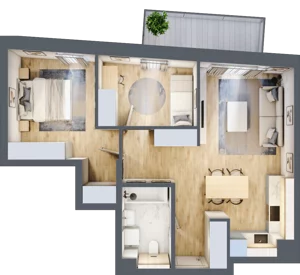 3 pokoje, apartament 57,34 m², piętro 3, oferta nr M.44, Craft Zabłocie, Kraków, Podgórze, Zabłocie, ul. Zabłocie 22A