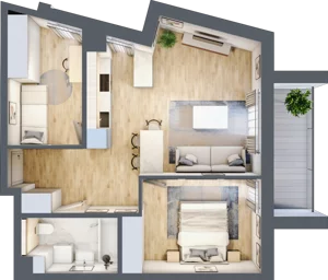 3 pokoje, apartament 53,77 m², piętro 4, oferta nr M.65, Craft Zabłocie, Kraków, Podgórze, Zabłocie, ul. Zabłocie 22A