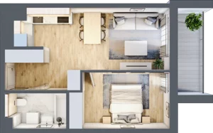 2 pokoje, apartament 40,67 m², piętro 1, oferta nr M.15, Craft Zabłocie, Kraków, Podgórze, Zabłocie, ul. Zabłocie 22A