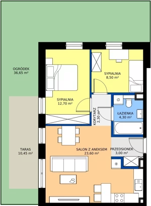 3 pokoje, mieszkanie 54,40 m², parter, oferta nr A1, Domkove, Łódź, Widzew, ul. Mechaniczna 2/30