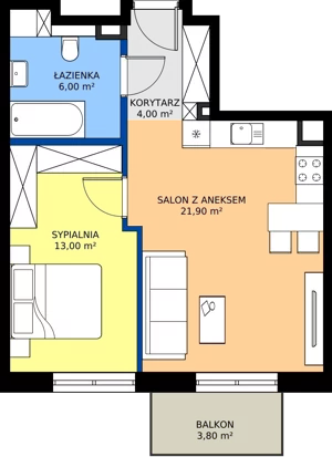 2 pokoje, mieszkanie 44,90 m², piętro 1, oferta nr B5, Domkove, Łódź, Widzew, ul. Mechaniczna 2/30