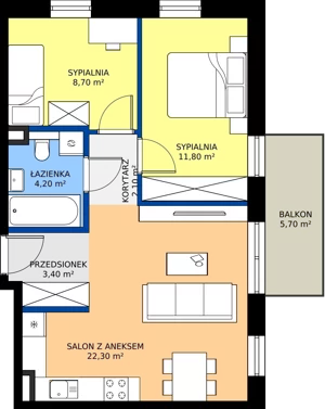 3 pokoje, mieszkanie 52,50 m², piętro 1, oferta nr D4, Domkove, Łódź, Widzew, ul. Mechaniczna 2/30