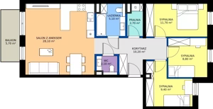 4 pokoje, mieszkanie 78,10 m², piętro 1, oferta nr D6, Domkove, Łódź, Widzew, ul. Mechaniczna 2/30