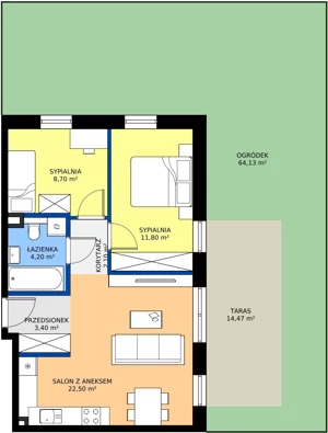 3 pokoje, mieszkanie 52,70 m², parter, oferta nr D1, Domkove, Łódź, Widzew, ul. Mechaniczna 2/30