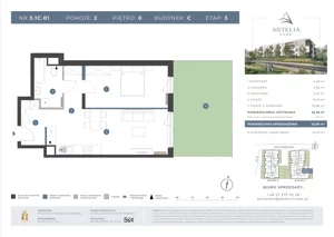 2 pokoje, mieszkanie 52,36 m², parter, oferta nr 3.1C.01, Astelia Park etap III, Warszawa, Białołęka, Grodzisk, ul. Leona Berensona 