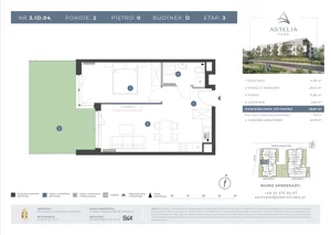 2 pokoje, mieszkanie 41,00 m², piętro 1, oferta nr 3.1D.12, Astelia Park etap III, Warszawa, Białołęka, Grodzisk, ul. Leona Berensona 
