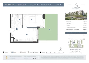 2 pokoje, mieszkanie 41,00 m², piętro 1, oferta nr 3.1D.12, Astelia Park etap III, Warszawa, Białołęka, Grodzisk, ul. Leona Berensona 