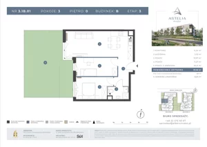 3 pokoje, mieszkanie 58,12 m², piętro 1, oferta nr 3.1A.13, Astelia Park etap III, Warszawa, Białołęka, Grodzisk, ul. Leona Berensona 