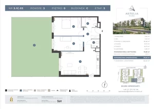 3 pokoje, mieszkanie 75,74 m², piętro 1, oferta nr 3.1C.11, Astelia Park etap III, Warszawa, Białołęka, Grodzisk, ul. Leona Berensona 