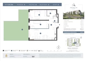 3 pokoje, mieszkanie 66,39 m², piętro 1, oferta nr 3.1C.12, Astelia Park etap III, Warszawa, Białołęka, Grodzisk, ul. Leona Berensona 