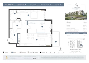 3 pokoje, mieszkanie 73,79 m², piętro 1, oferta nr 3.1C.09, Astelia Park etap III, Warszawa, Białołęka, Grodzisk, ul. Leona Berensona 