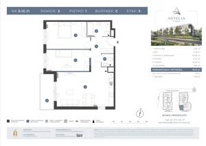 3 pokoje, mieszkanie 75,74 m², piętro 1, oferta nr 3.1C.11, Astelia Park etap III, Warszawa, Białołęka, Grodzisk, ul. Leona Berensona 