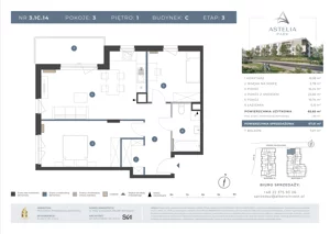 3 pokoje, mieszkanie 65,65 m², piętro 1, oferta nr 3.1C.14, Astelia Park etap III, Warszawa, Białołęka, Grodzisk, ul. Leona Berensona 