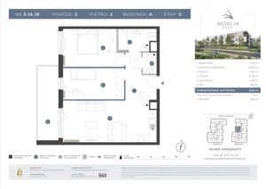 3 pokoje, mieszkanie 62,91 m², piętro 2, oferta nr 3.1A.19, Astelia Park etap III, Warszawa, Białołęka, Grodzisk, ul. Leona Berensona 