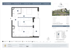 3 pokoje, mieszkanie 53,80 m², piętro 2, oferta nr 3.1D.22, Astelia Park etap III, Warszawa, Białołęka, Grodzisk, ul. Leona Berensona 