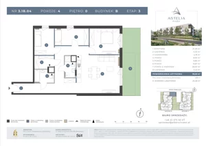 4 pokoje, mieszkanie 93,30 m², parter, oferta nr 3.1B.04, Astelia Park etap III, Warszawa, Białołęka, Grodzisk, ul. Leona Berensona 