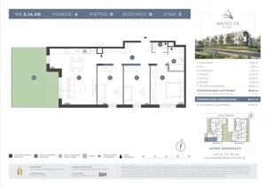 4 pokoje, mieszkanie 86,12 m², piętro 1, oferta nr 3.1B.17, Astelia Park etap III, Warszawa, Białołęka, Grodzisk, ul. Leona Berensona 