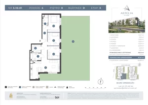 4 pokoje, mieszkanie 85,15 m², piętro 1, oferta nr 3.1D.09, Astelia Park etap III, Warszawa, Białołęka, Grodzisk, ul. Leona Berensona 