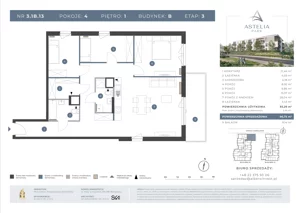 4 pokoje, mieszkanie 93,29 m², piętro 1, oferta nr 3.1B.13, Astelia Park etap III, Warszawa, Białołęka, Grodzisk, ul. Leona Berensona 