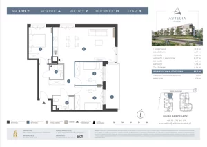 4 pokoje, mieszkanie 82,31 m², piętro 2, oferta nr 3.1D.21, Astelia Park etap III, Warszawa, Białołęka, Grodzisk, ul. Leona Berensona 
