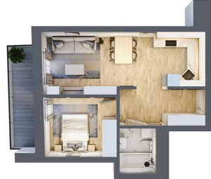 2 pokoje, mieszkanie 44,32 m², piętro 1, oferta nr 3, Apartamenty Sowia, Marki, ul. Sowia 9