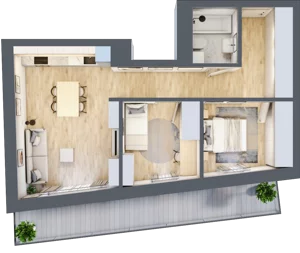 3 pokoje, mieszkanie 59,21 m², piętro 1, oferta nr 2, Apartamenty Sowia, Marki, ul. Sowia 9