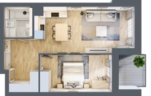 2 pokoje, mieszkanie 47,44 m², piętro 1, oferta nr M06, Srebrzyńska Park IV, Łódź, Polesie, ul. Srebrzyńska 107
