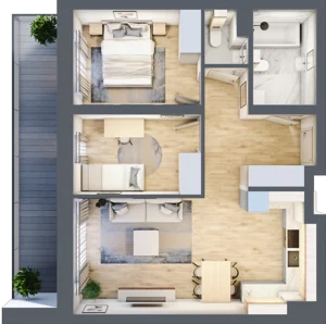 3 pokoje, mieszkanie 57,62 m², piętro 1, oferta nr M15, Srebrzyńska Park IV, Łódź, Polesie, ul. Srebrzyńska 107