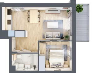2 pokoje, mieszkanie 39,76 m², piętro 1, oferta nr A.2.3, Silva Straszyn, Straszyn, ul. Boczna/Starogardzka
