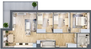 4 pokoje, mieszkanie 77,77 m², piętro 1, oferta nr B.2.9, Silva Straszyn, Straszyn, ul. Boczna/Starogardzka