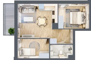 3 pokoje, mieszkanie 46,23 m², piętro 2, oferta nr C.3.7, Silva Straszyn, Straszyn, ul. Boczna/Starogardzka