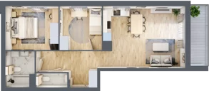 3 pokoje, mieszkanie 64,62 m², piętro 1, oferta nr C.2.1, Silva Straszyn, Straszyn, ul. Boczna/Starogardzka