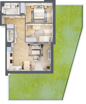 3 pokoje, mieszkanie 64,56 m², parter, oferta nr C.1.2, Silva Straszyn, Straszyn, ul. Boczna/Starogardzka